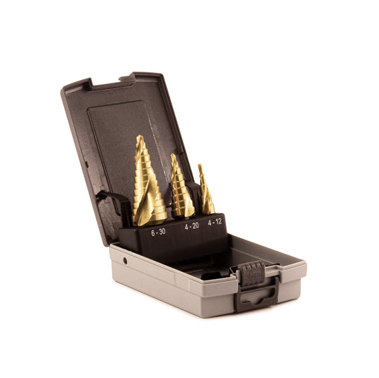 HSS with TiN Coating Spiral Fluted Step Drill Kits