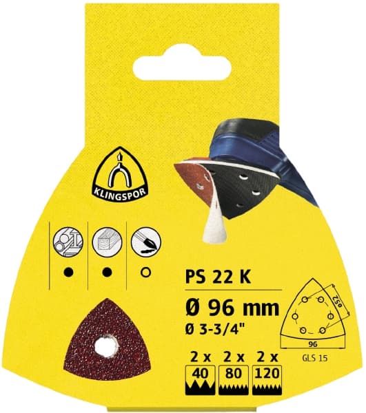KLINGSPOR - 142134 - PS22K ABRASIVE PAPER, SELF-FASTENING - PACK OF 5